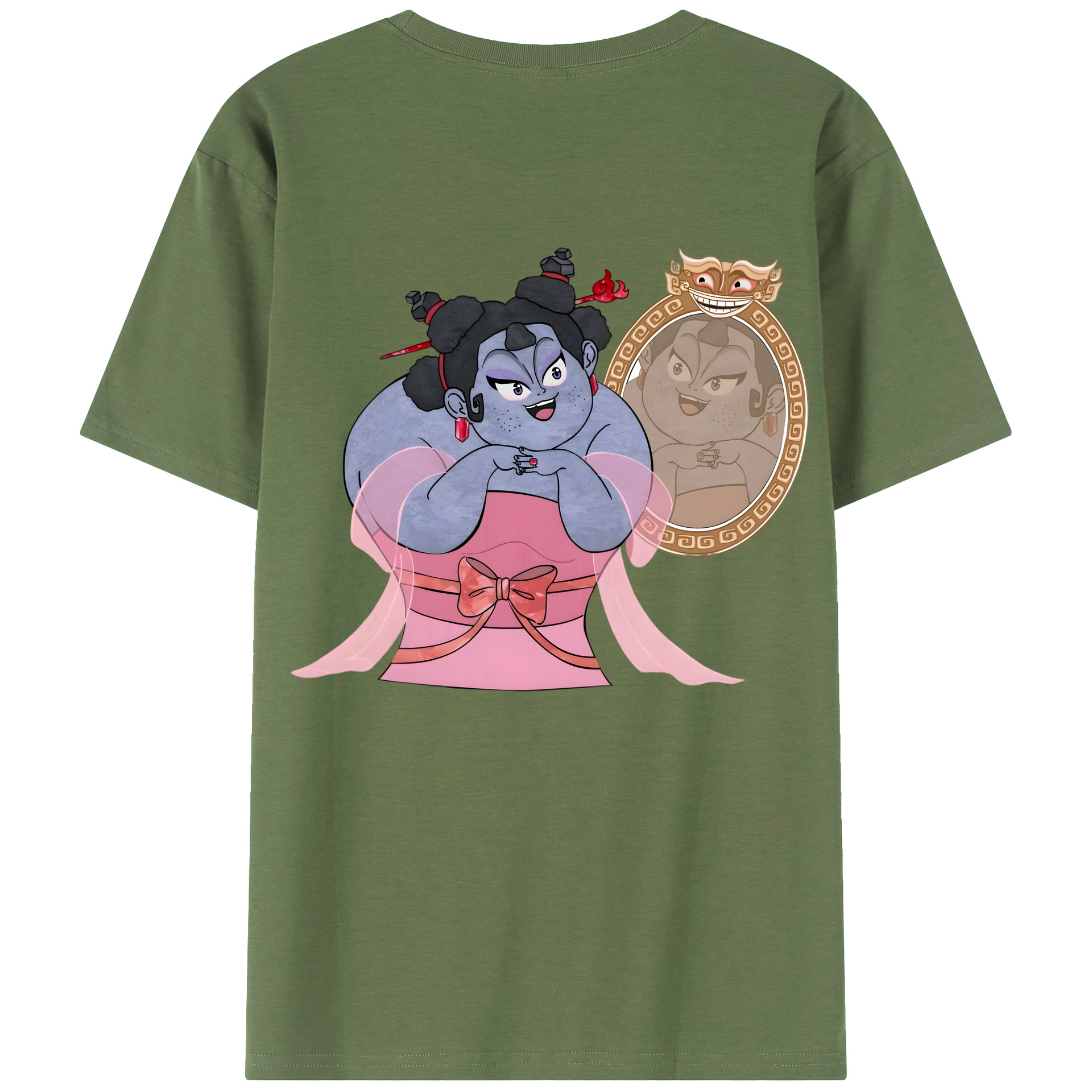 （画像用） Ne Zha 2 ナタ 魔童の大暴れ 綿100％ メンズ半袖Tシャツ（バックプリント） 通気性